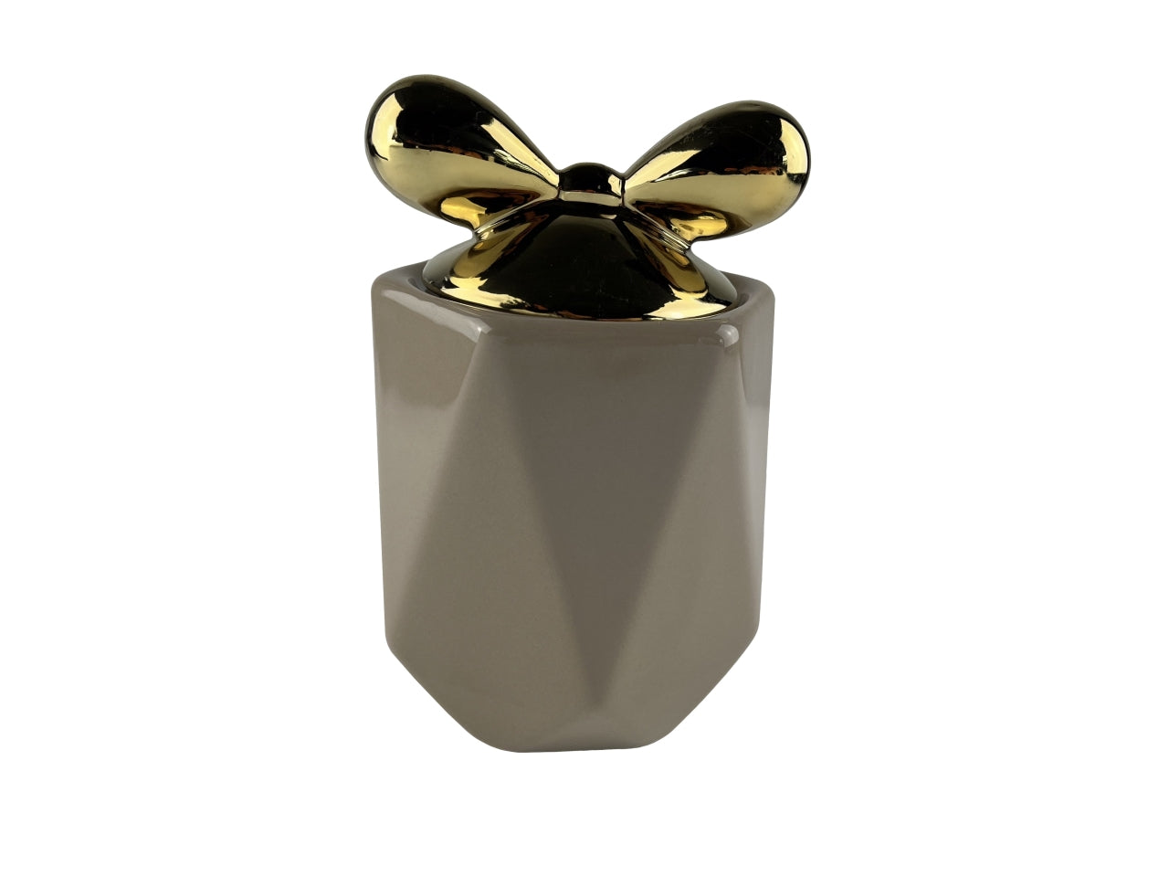 Barattolo porcellana tortora con tappo fiocco oro 1100ml