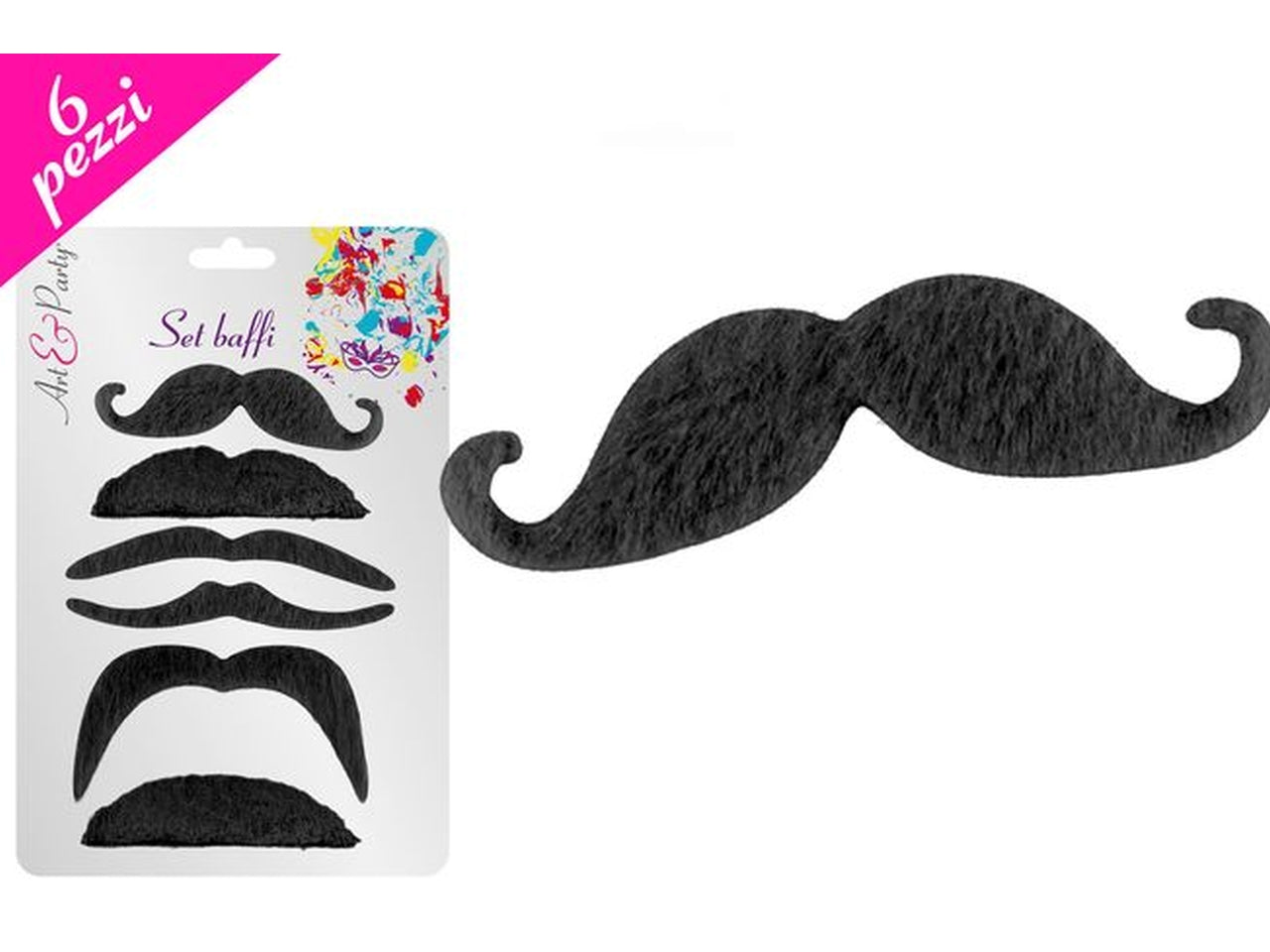 Baffi in 6 forme assortite di colore nero