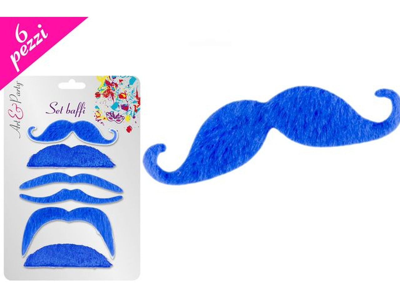 Baffi in 6 forme assortite di colore blu