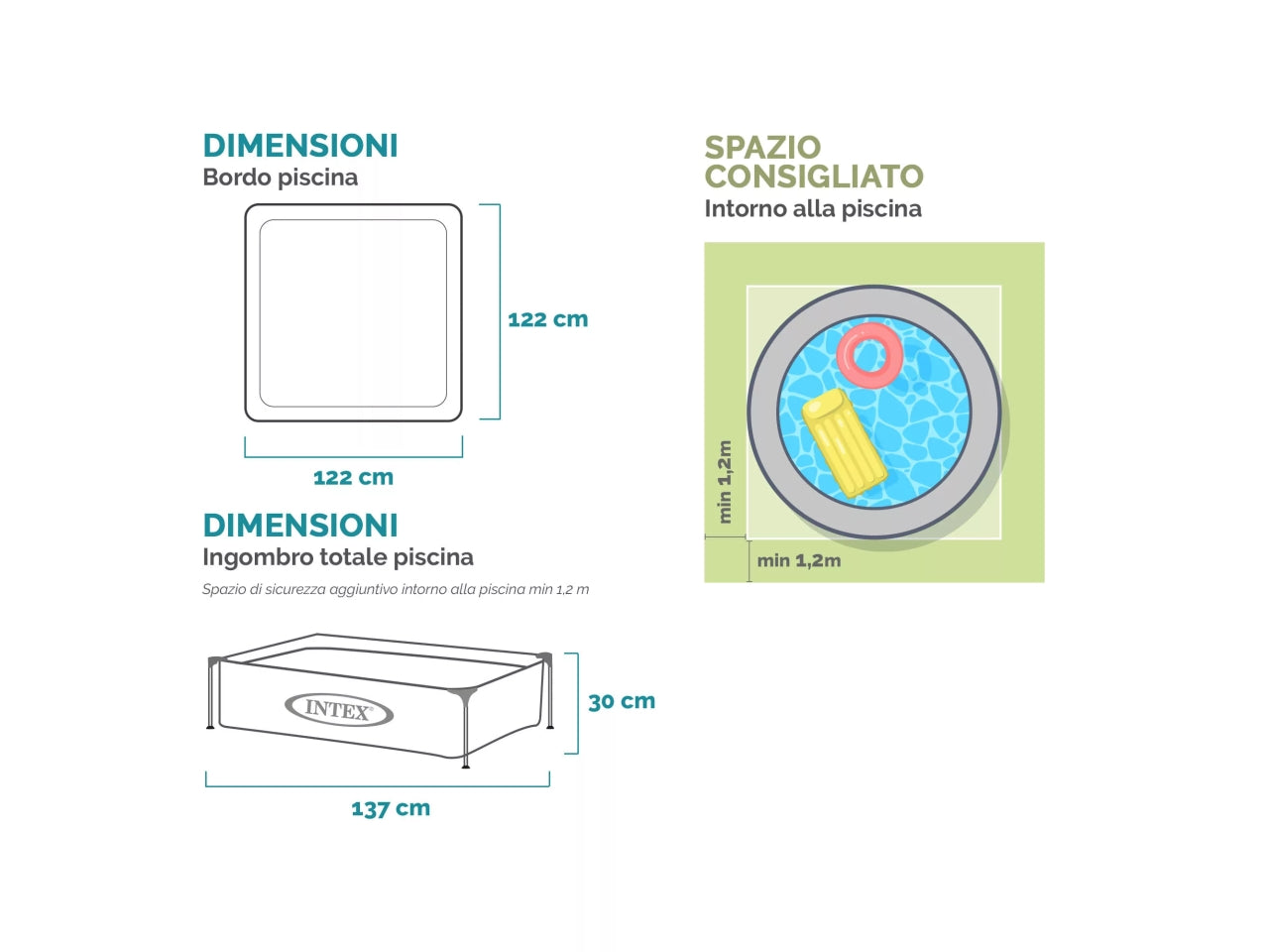 Piscina mini frame blu cm122x122x30