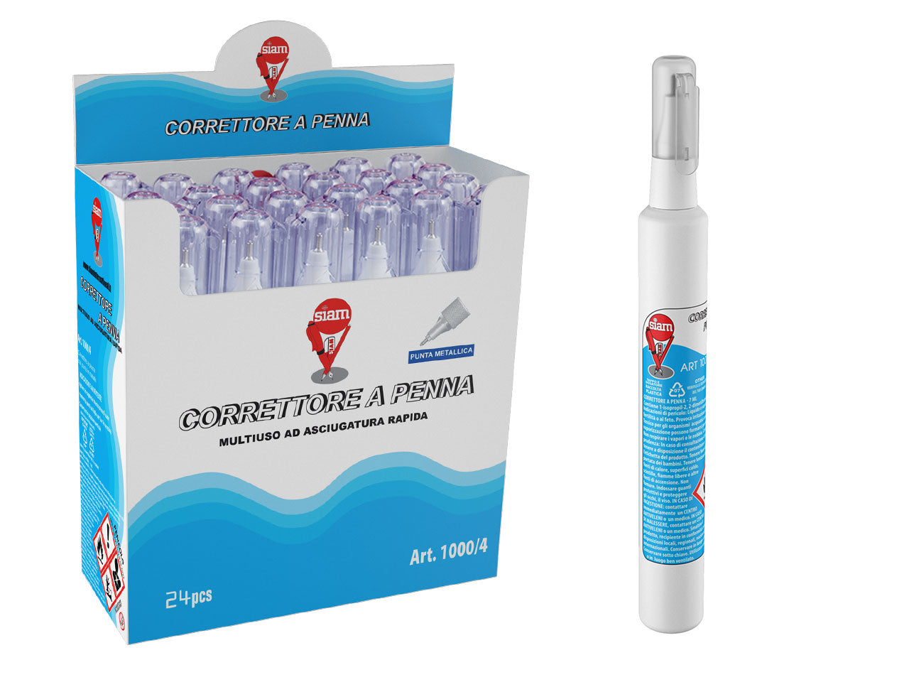 Correttore penna punta metallo 24 pezzi