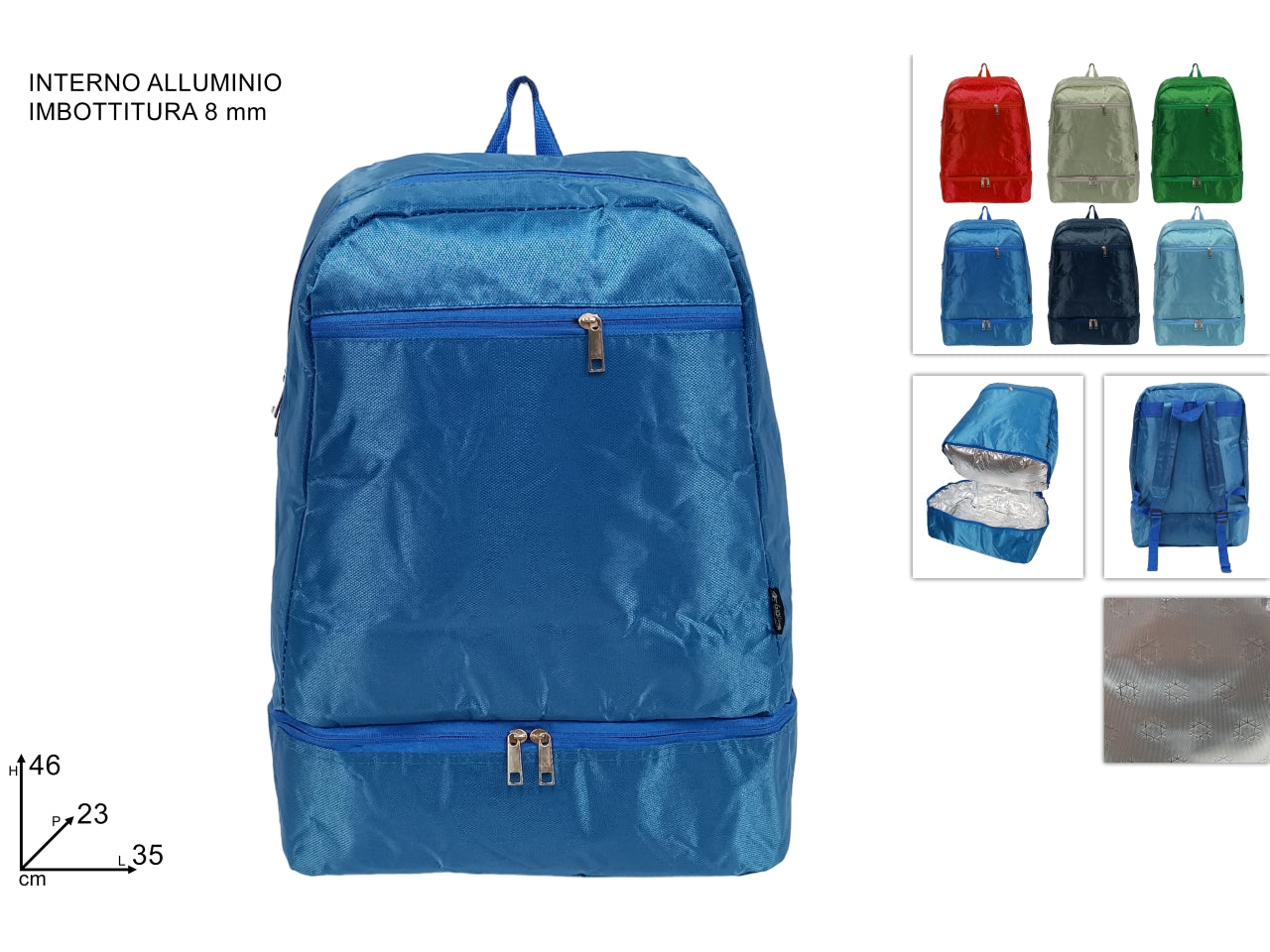 Zaino frigo 2 scomparti in 6 colori assortiti