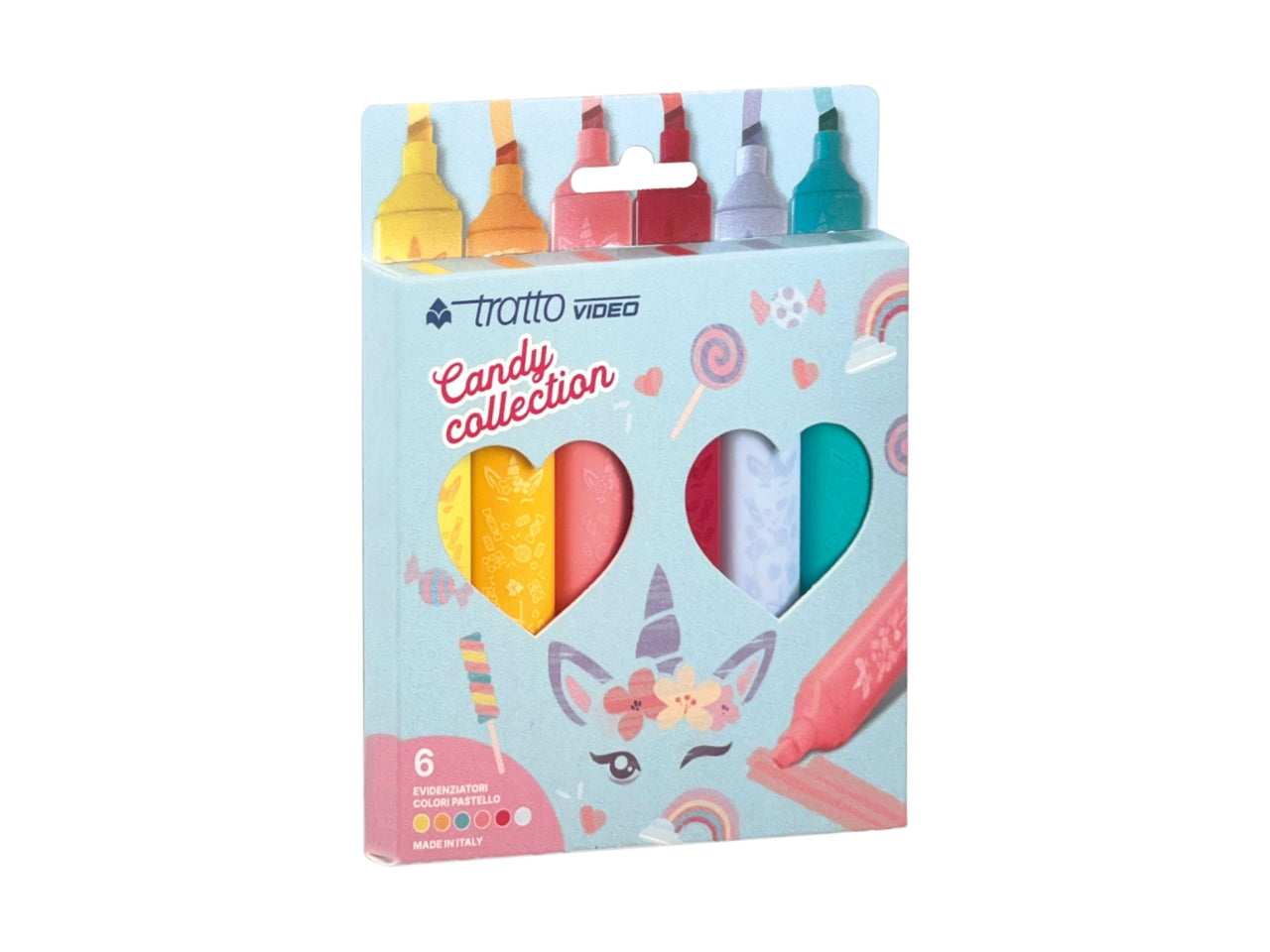 Evidenziatore tratto video candy 6 pezzi colore assortiti
