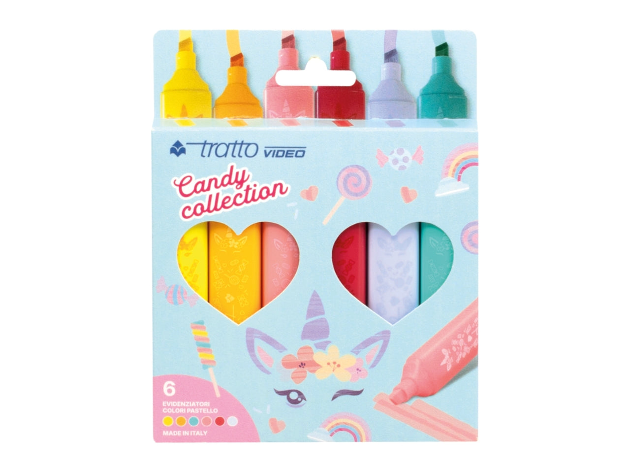 Evidenziatore tratto video candy 6 pezzi colore assortiti