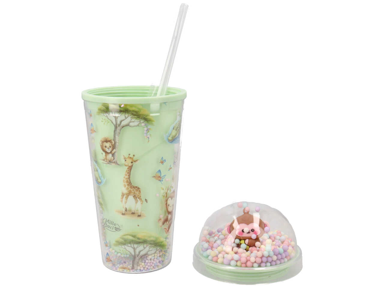 Bicchiere con cannuccia fantasia jumanji