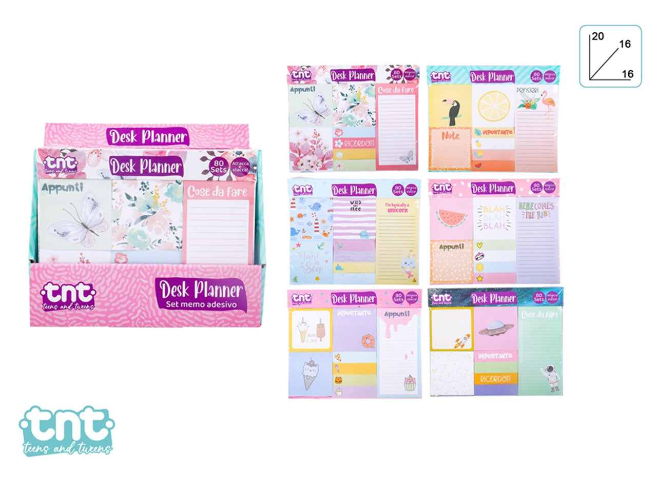 Tnt desk planner set notes adesivi 92017