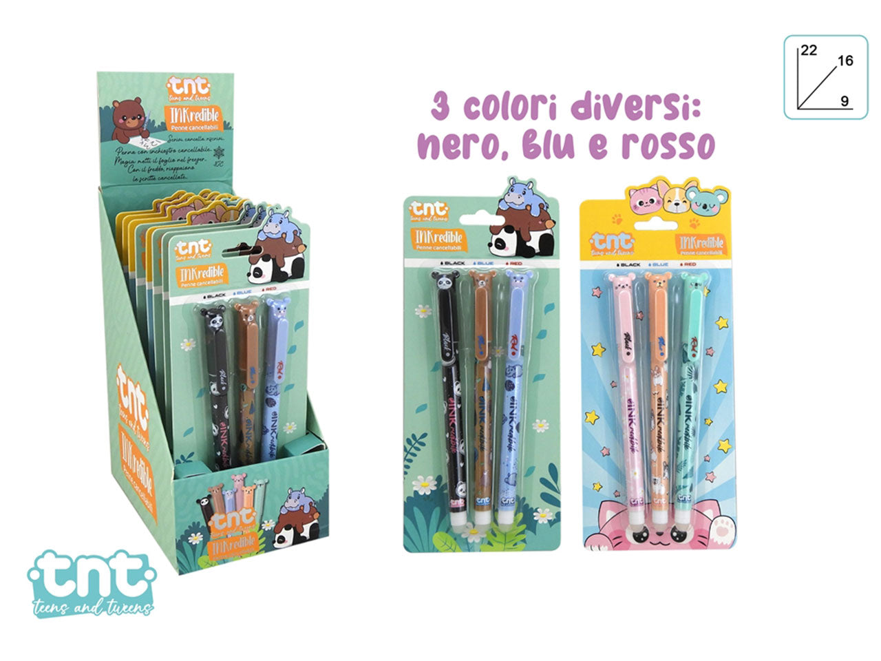 Tnt inkredible pens - blister 3 cancellabili