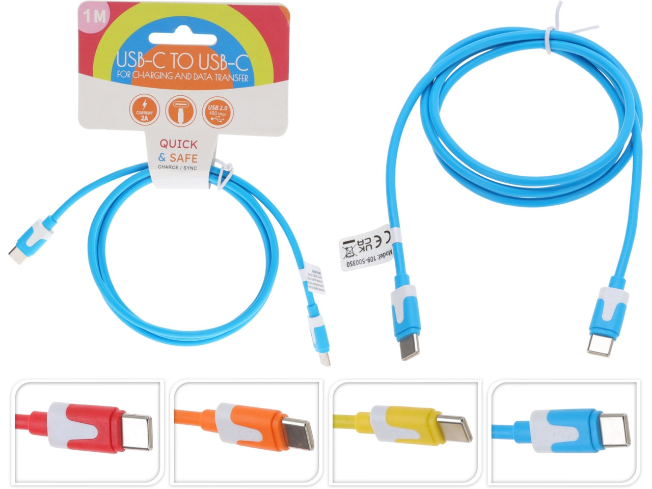 Cavo 2a usb c usb c 1mt in coloi assortiti