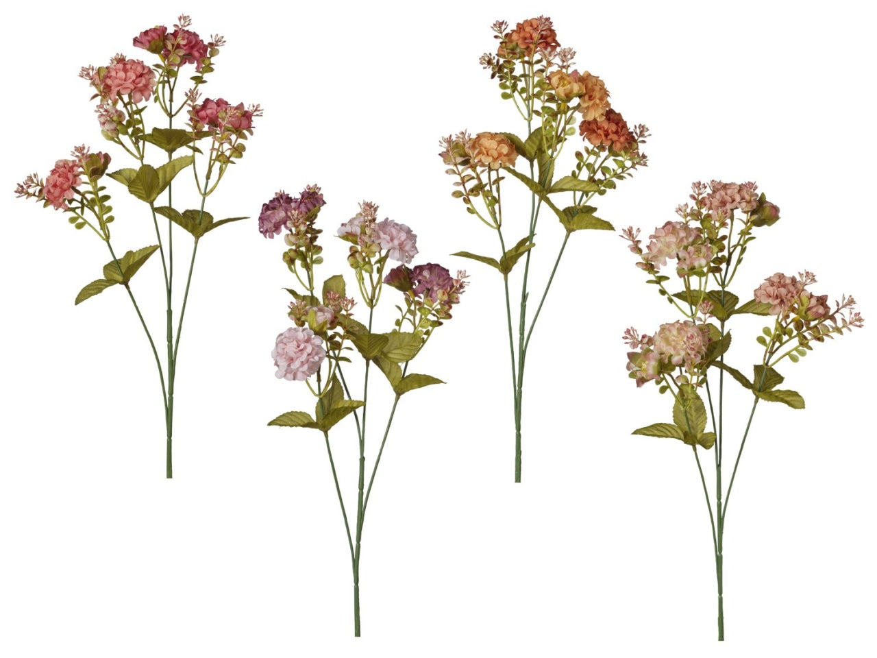 Ramo zinnie  con 4 fiori 67cm in 4 colori assortiti$