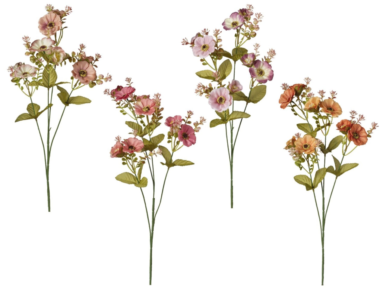Ramo cosmee con 4 fiori 67cm in 4 colori assortiti