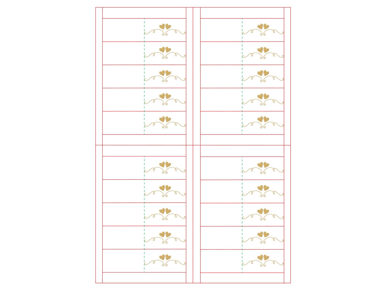 Biglietti bomboniera 100 pezzi f.to A4 avorio nozze cuori oro