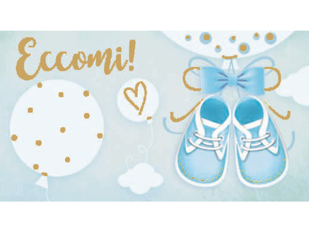Biglietti bomboniera nascita scarpette blu 100 pezzi f.to A4