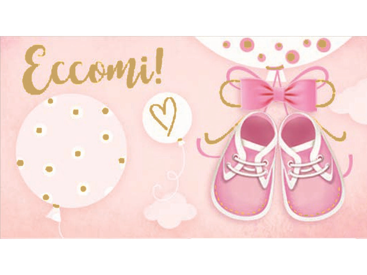 Biglietti bomboniera nascita scarpette rosa 100 pezzi f.to A4