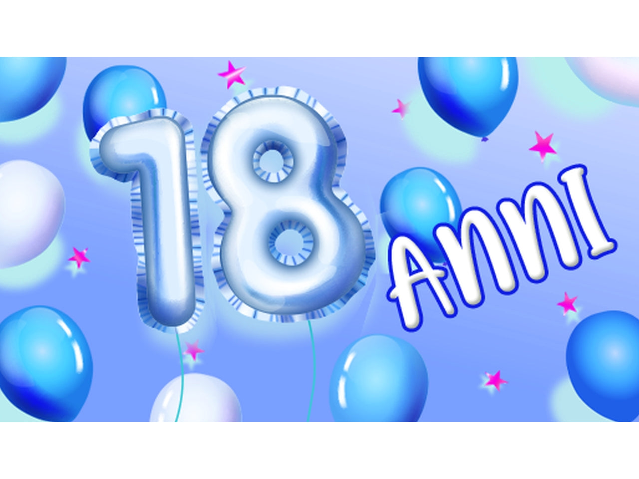 Biglietti bomboniera 100 pezzi f.to a4 18 anni azzurro