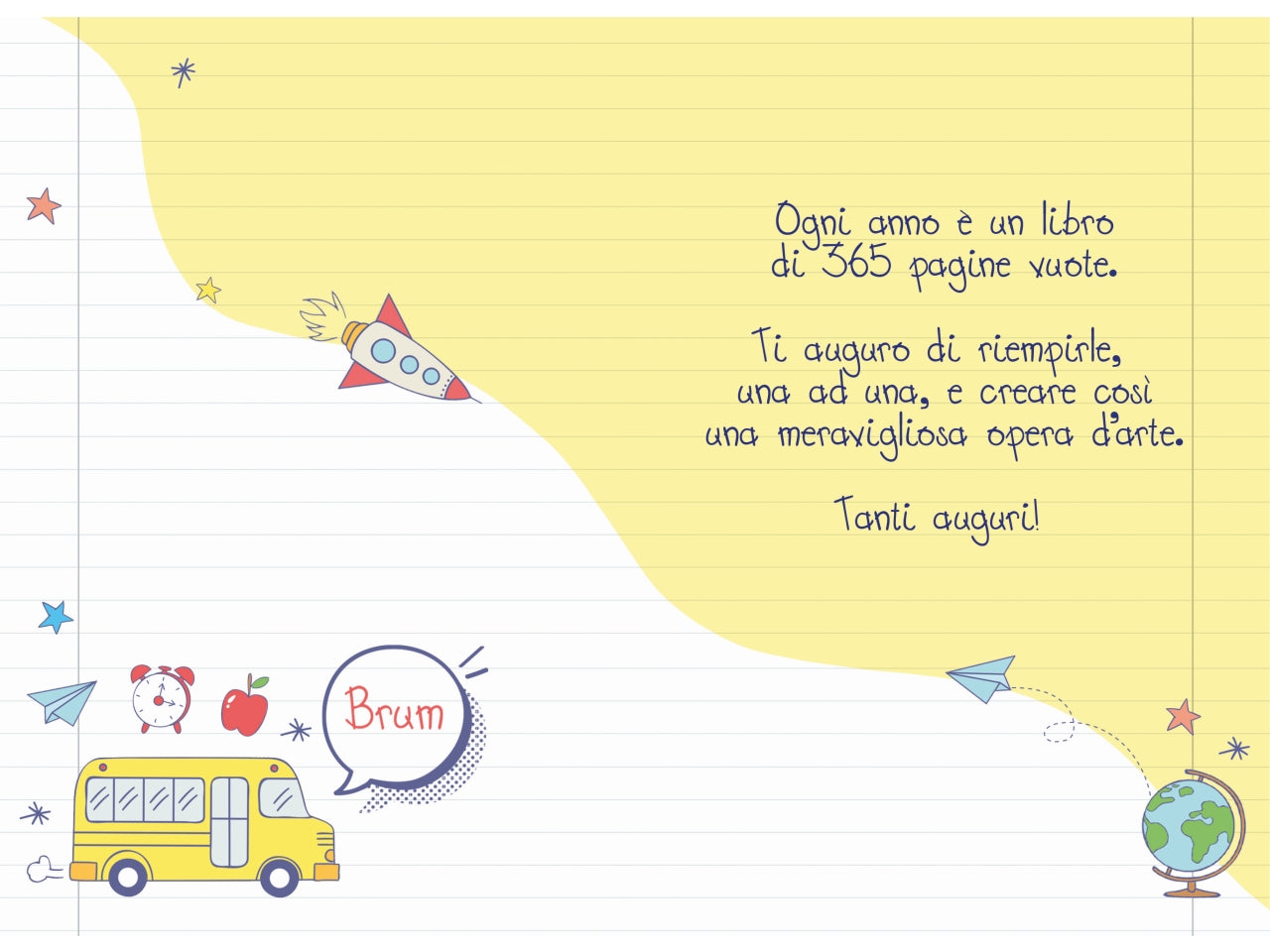 Biglietto buon compleanno bimbi rotella driin driin