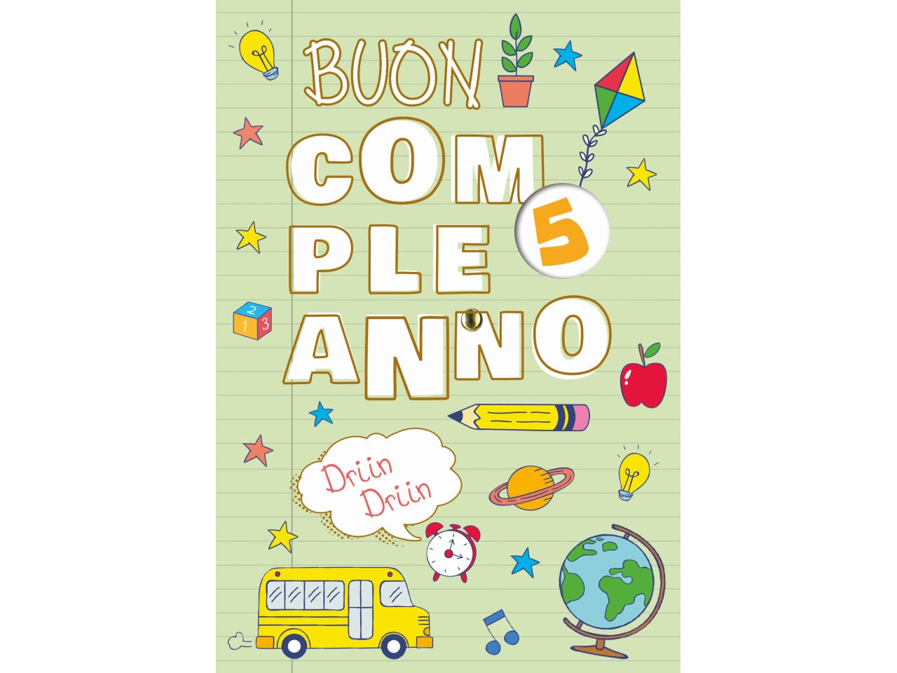Biglietto buon compleanno bimbi rotella driin driin