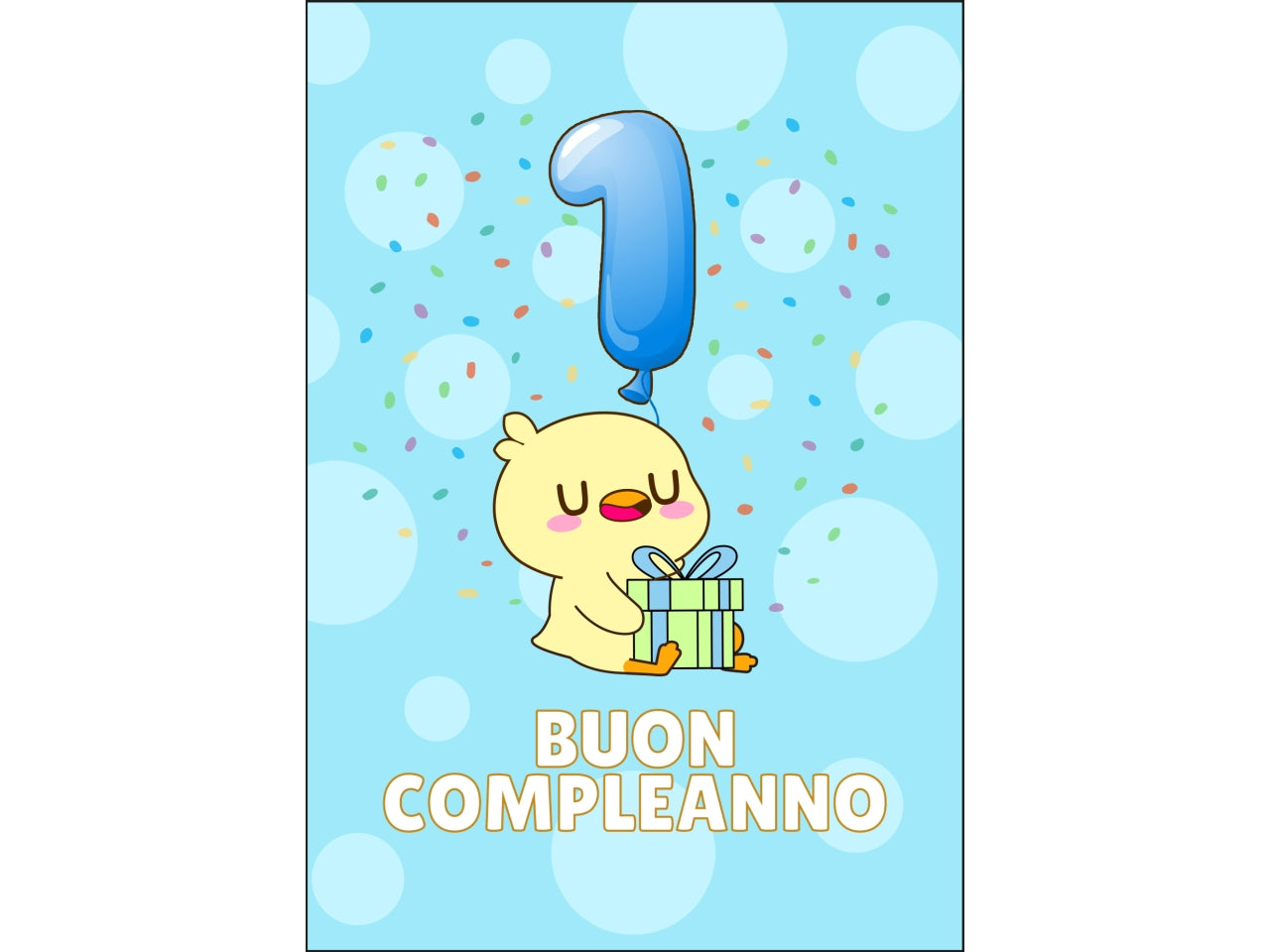 Biglietto buon compleanno bimbi 1Â° anno azzurro