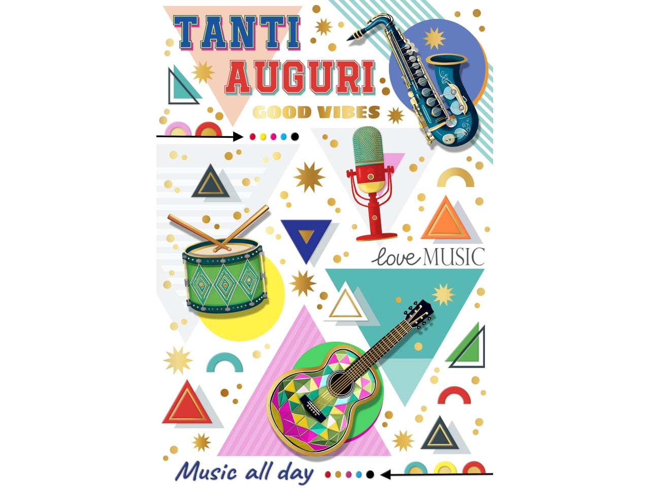 Biglietto tanti auguri strumenti