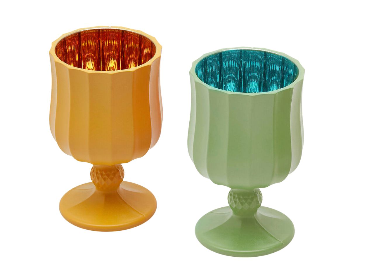 Portacandela satin calice h.11,6xd7cm nei colori giallo o verde