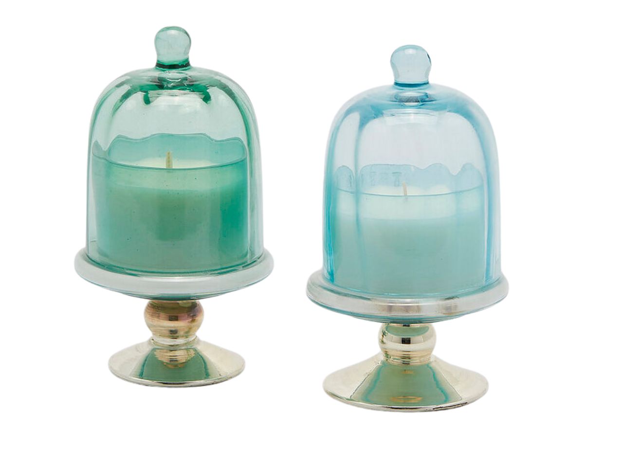 Candela alzatina profumata h.16xd.9cm nei colori verde 0 celeste