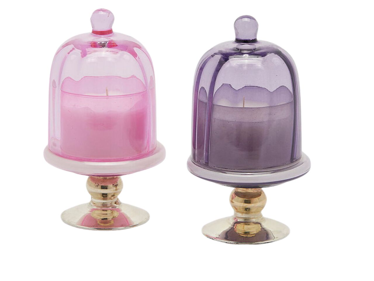 Candela alzatina profumata h.16xd.9cm nei colori rosa o viola