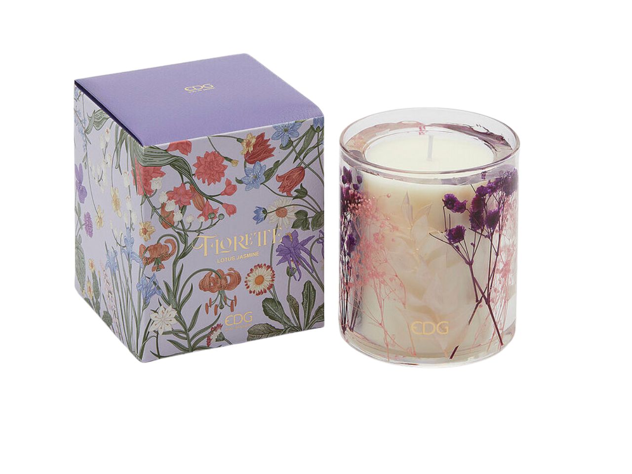 Candela florette h.9cm profumazione lotus jasmine