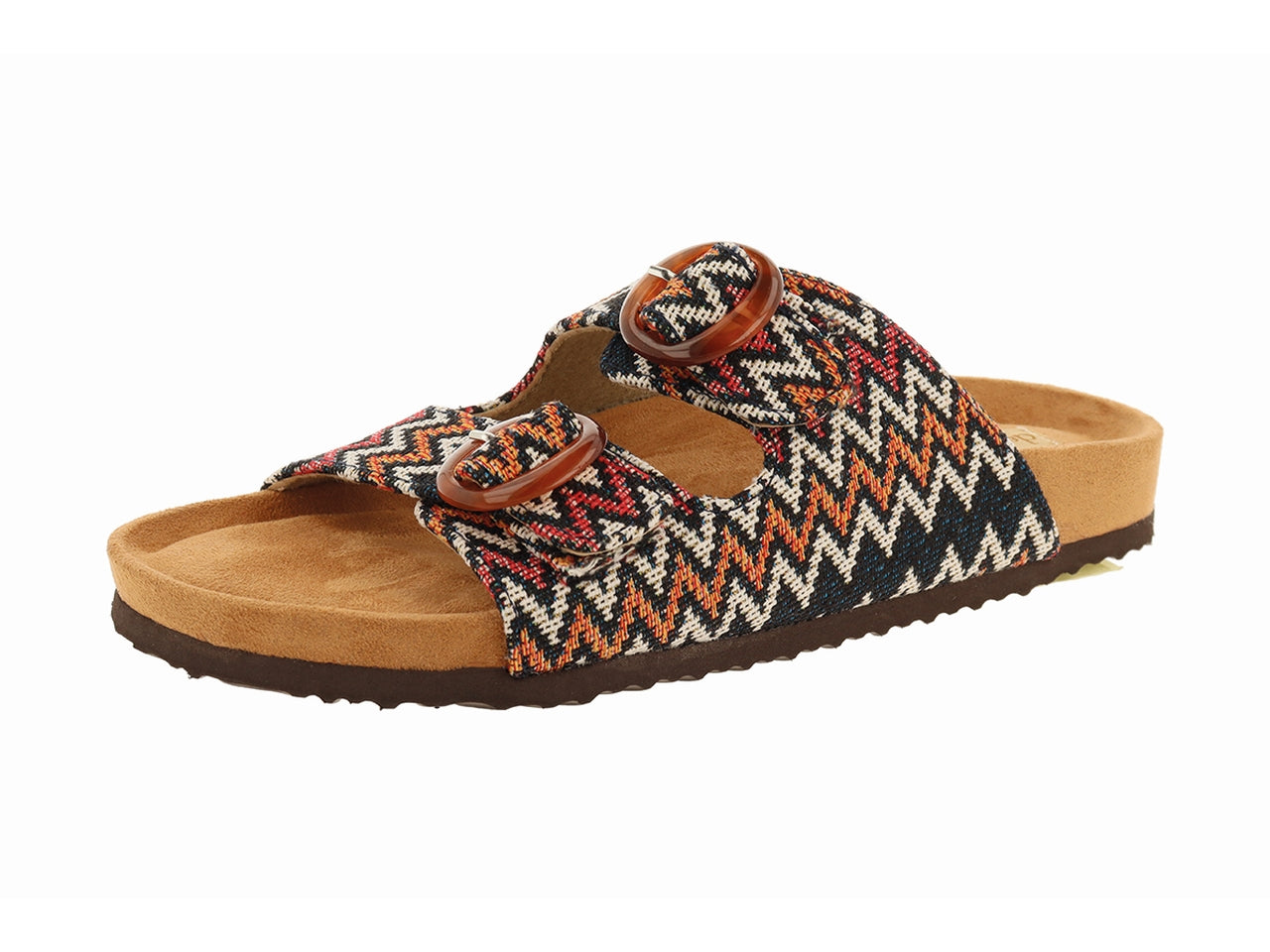 Ciabatta a fasce da donna rocca a fantasia taglie dalla 36 alla 41 marrone