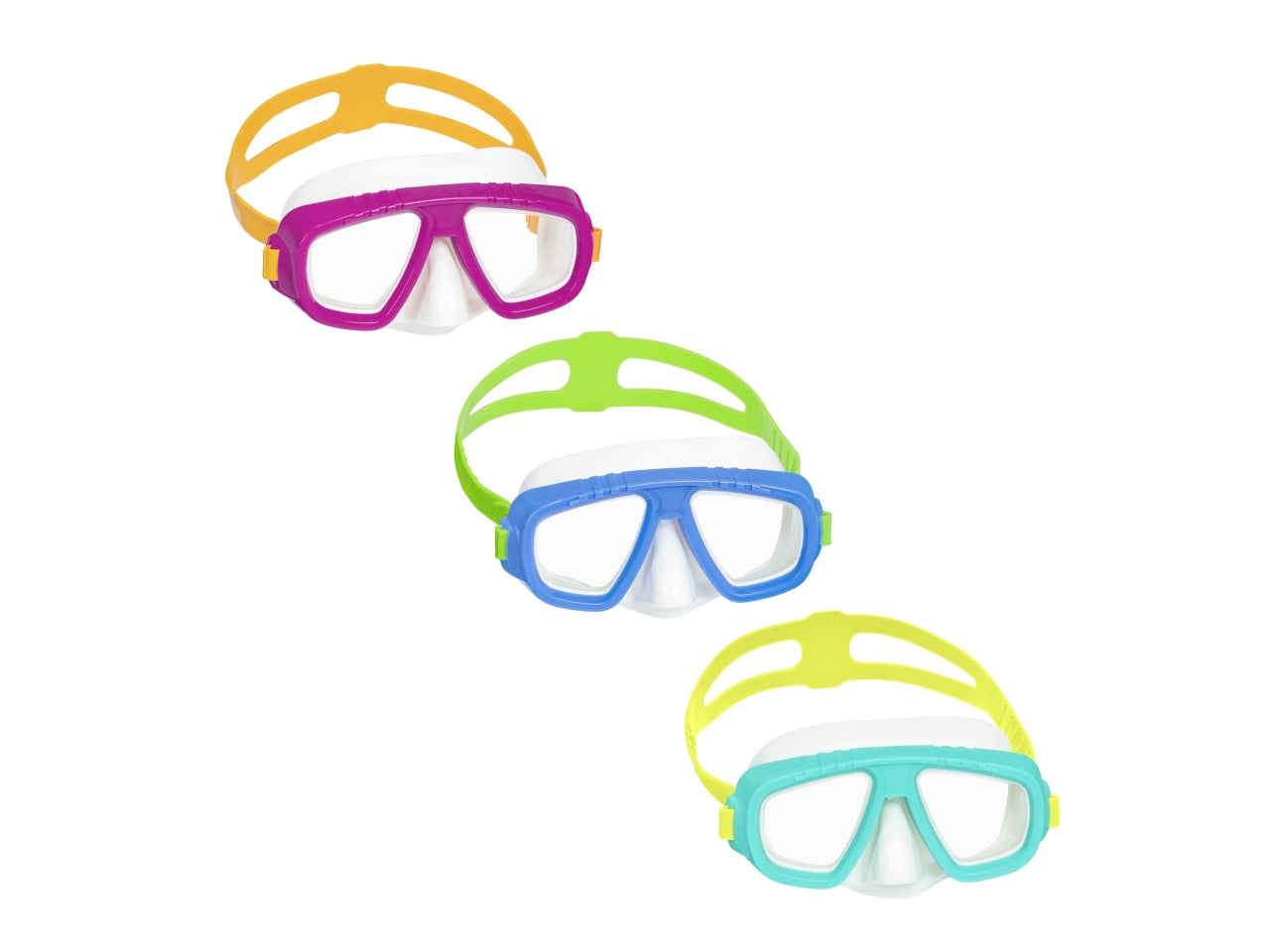 Maschera caymen con lenti in policarbonato e protezione uv per bambini da 3-6 anni in colori assortiti