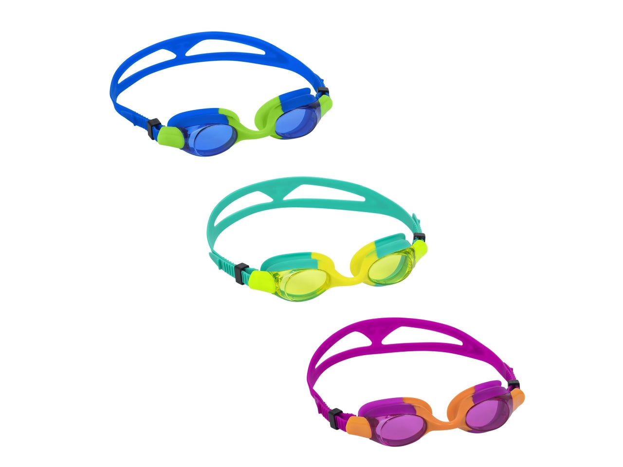 Occhialini ocean crest in silicone con lenti in polibicarbonato, protezione uv e antiappannamento per ragazzi dai 7-14 anni in colori assortiti