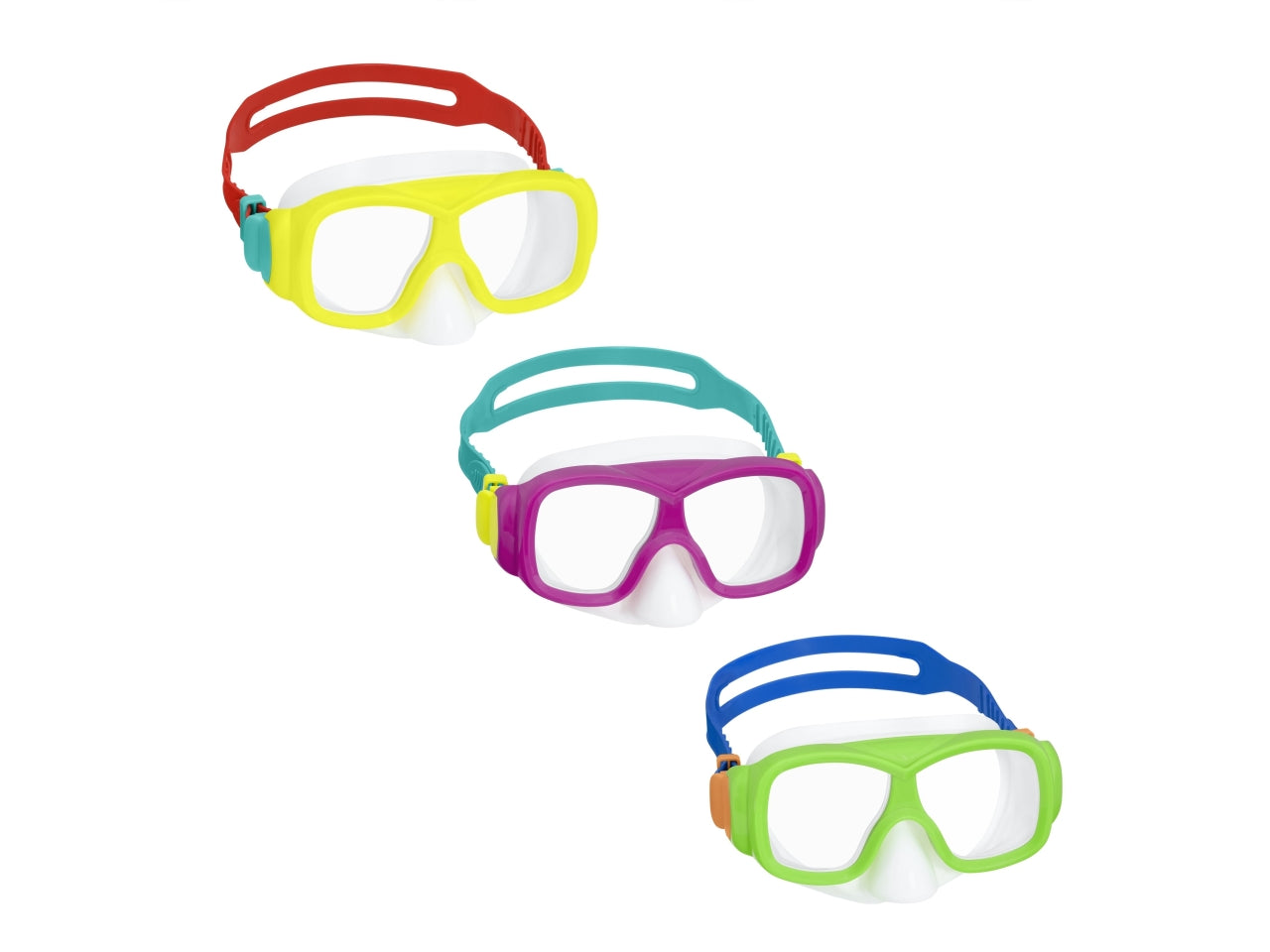 Maschera aaquanaut in silicone con lenti in policarbonato potezioneuv per ragazzi dai 7-14 anni in colori assortiti,