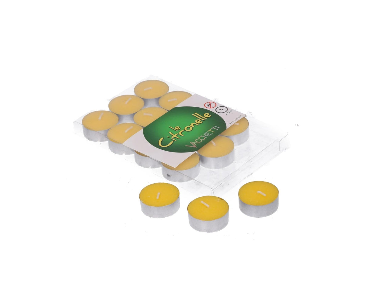 Candela paraffina citronella giallo confezione 15pz d.3,8h1cm $