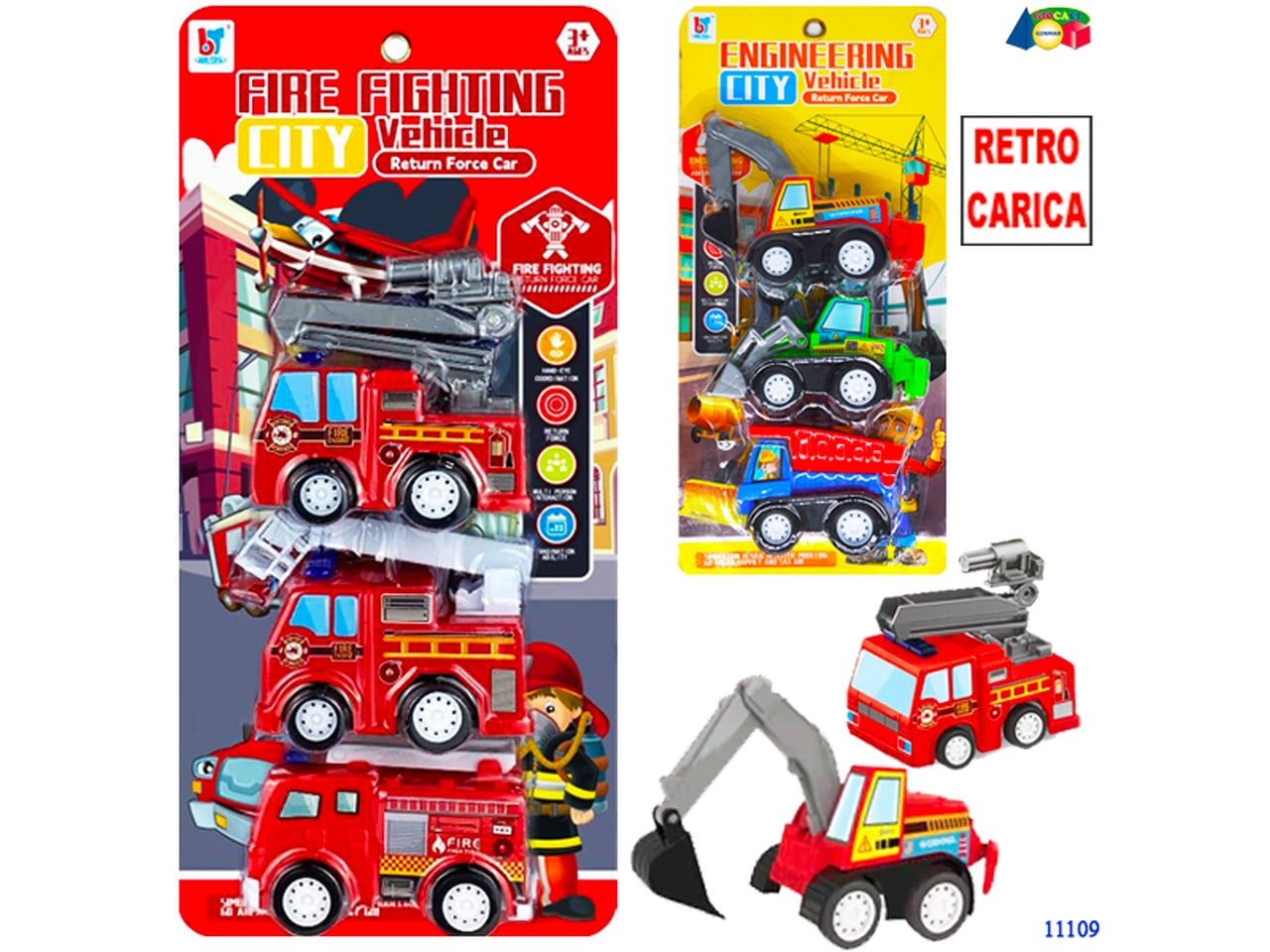 Set di 3 mezzi pompieri radiocomandati