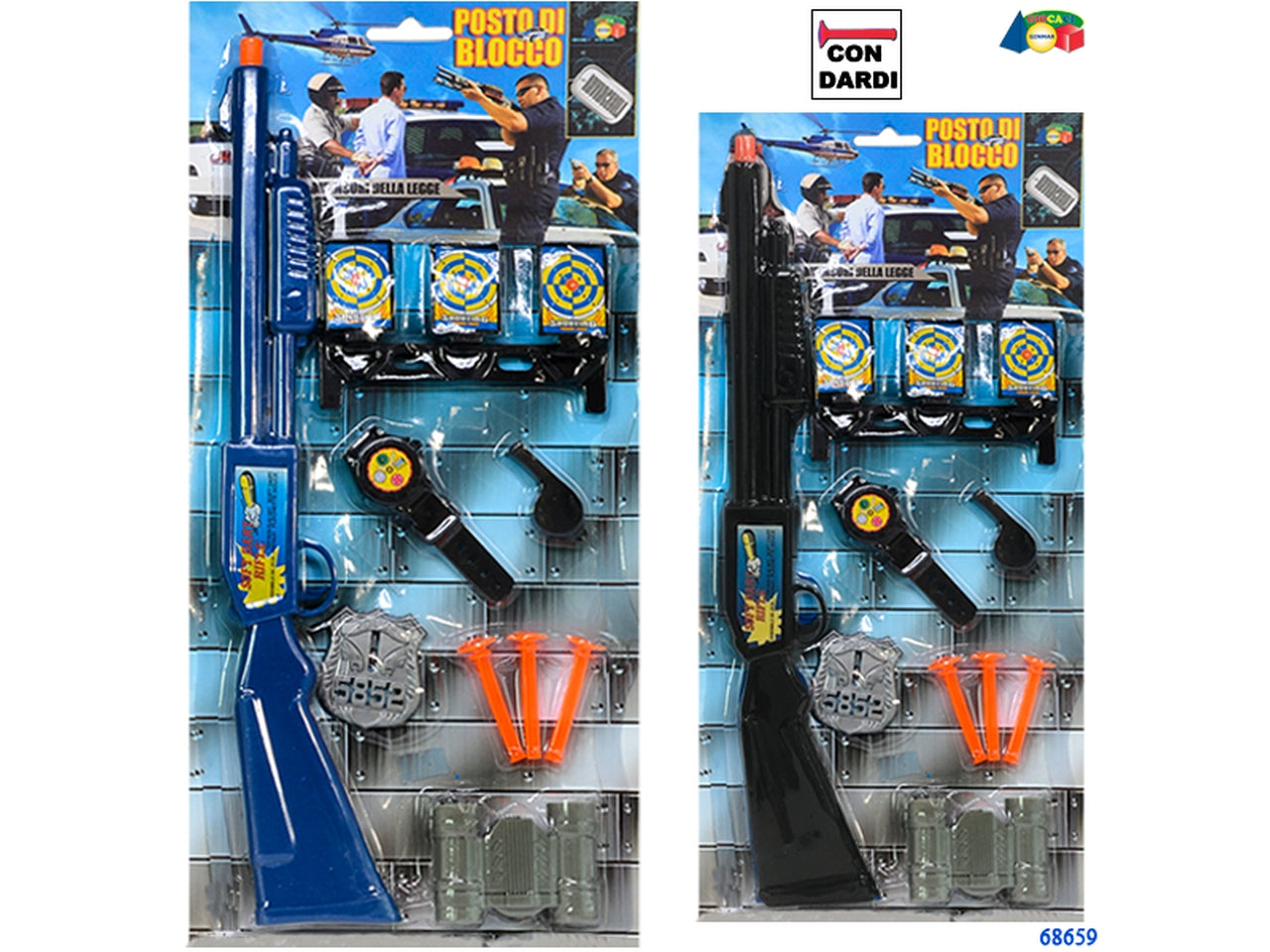 Set polizia posto di blocco con fucile ass.