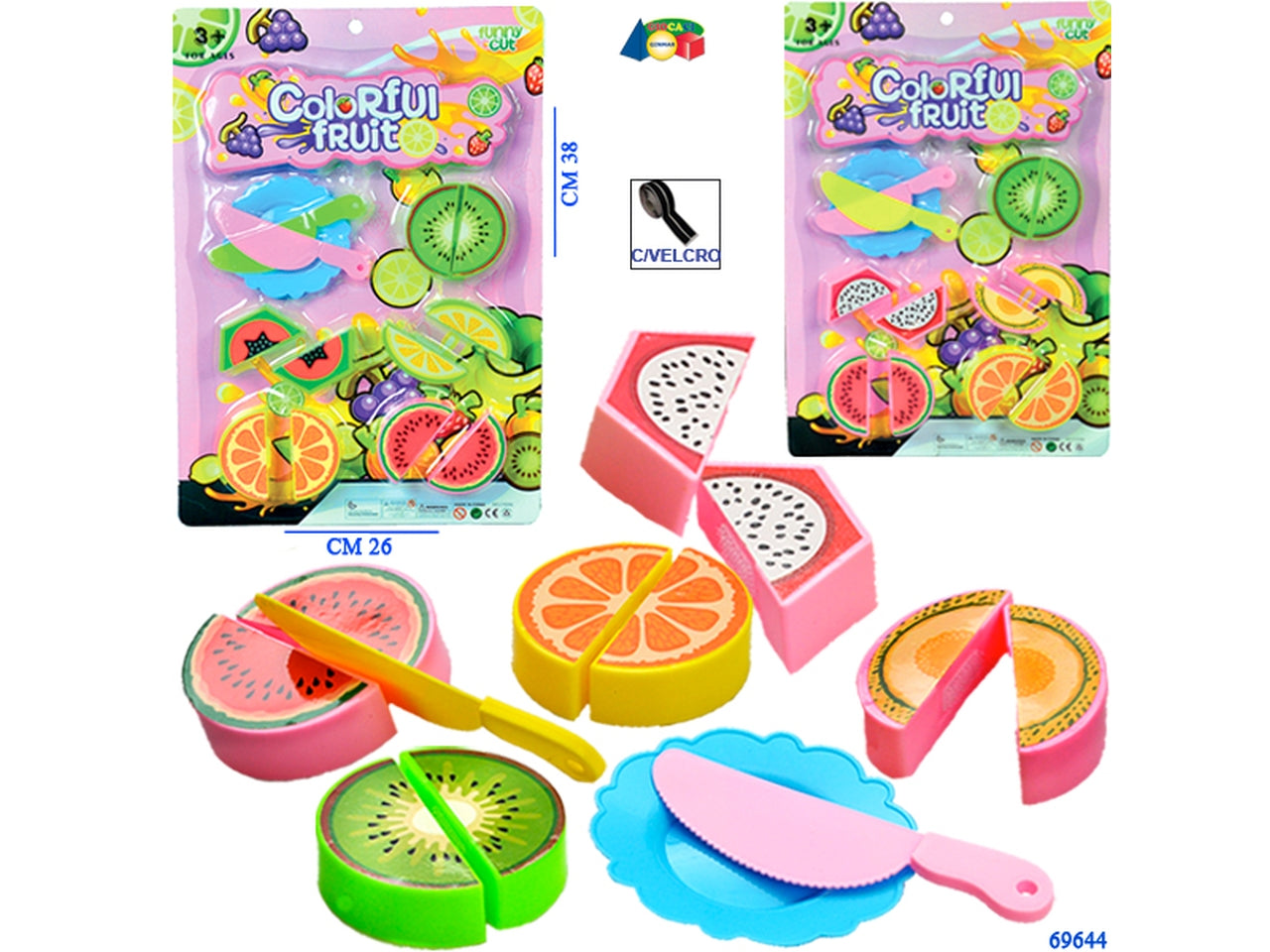 Set frutta con velcro, coltelli e piatto ass.