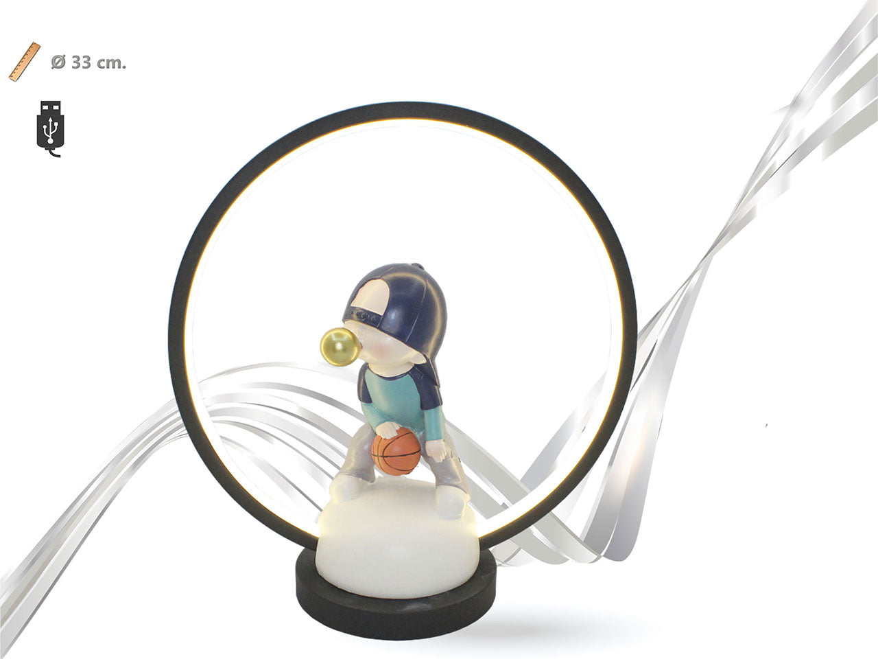 Lampada lumin con soggetti in poliresina