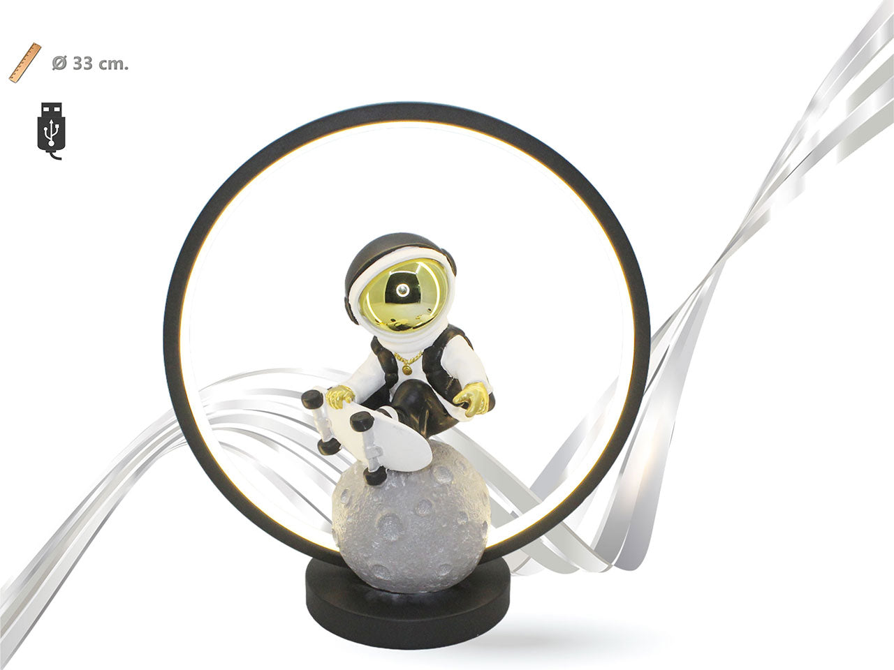 Lampada lumin con soggetti in poliresina