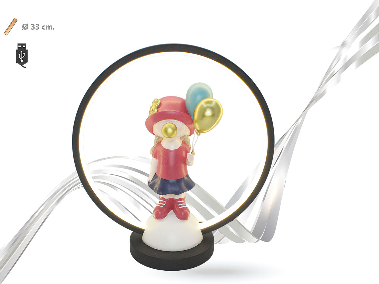 Lampada lumin con soggetti in poliresina