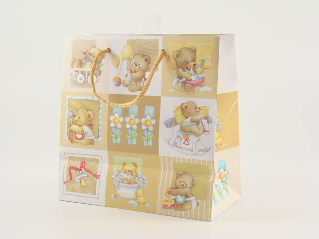 Shopper in carta plastificata opaca nascita 22x11x22cm