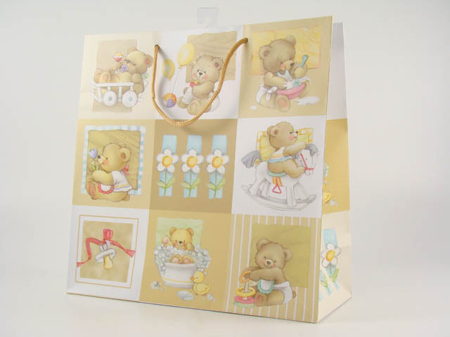 Shopper in carta plastificata opaca nascita 32x13x32cm