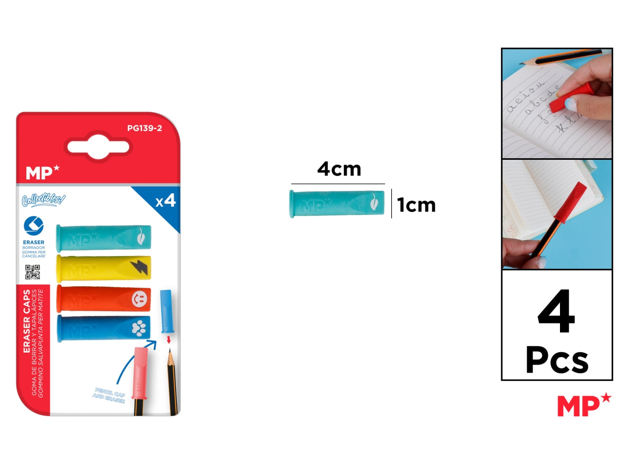 Mp gomma adattabile alla matita set da 4 gomme
