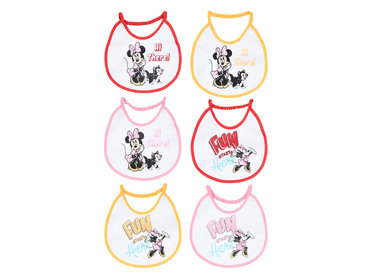 Minnie bavette 18x18cm confezione 6 pezzi assortite