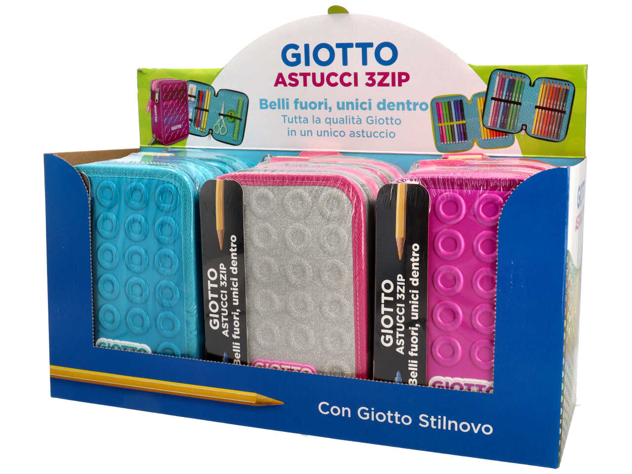 Astuccio 3 zip giotto smart shiny collezione smart con pastelli stilnovo