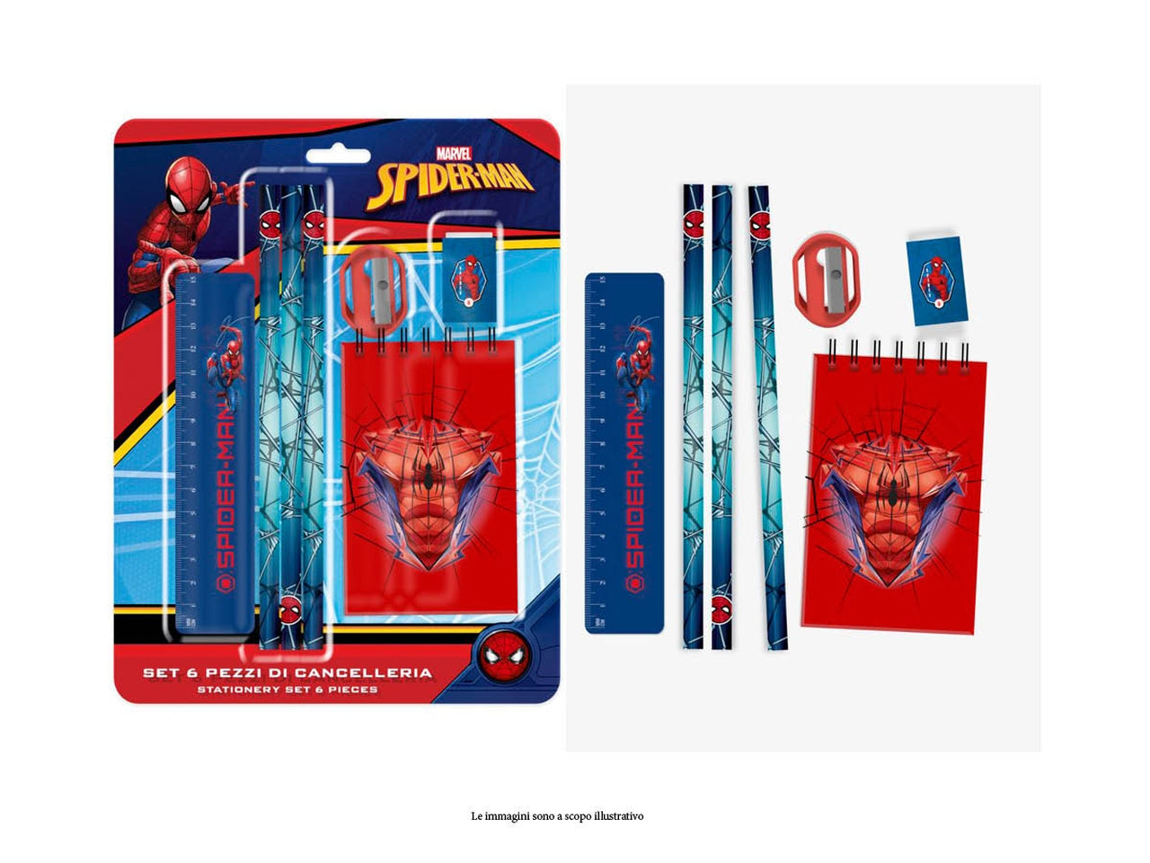 Spiderman set cancelleria 7 oggetti in blister
