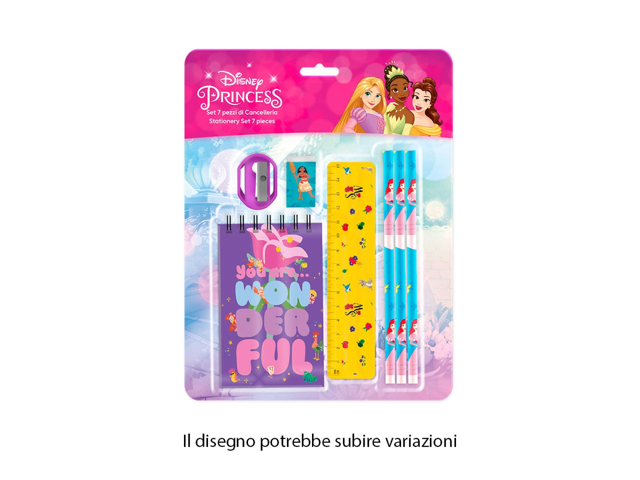 Princess set cancelleria 7 oggetti in blister