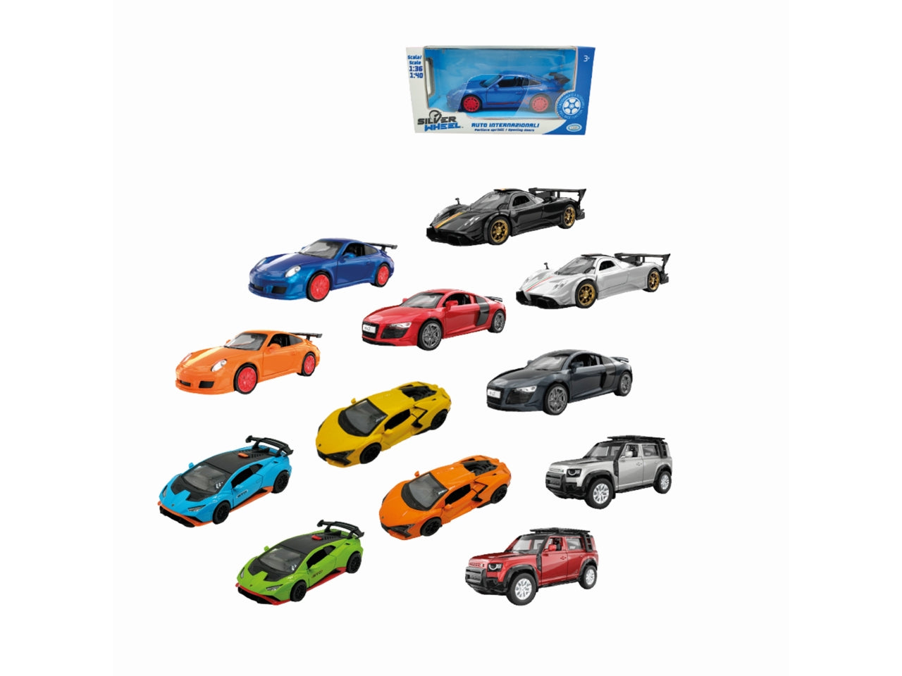 Silver wheel auto a licenza internazionali scala 1:36/1:40 con retrocarica