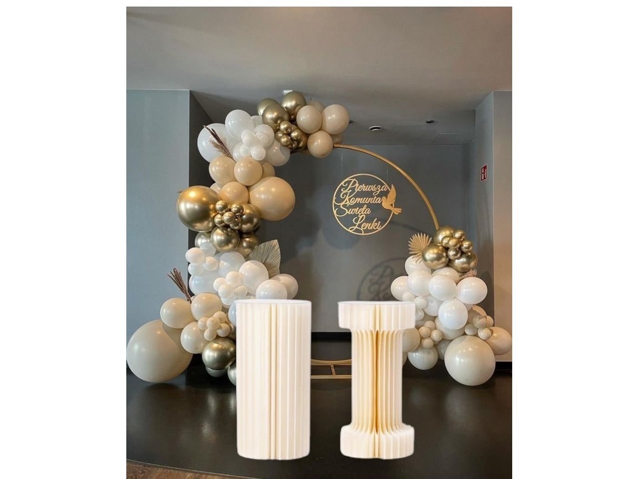 Colonna 2forme plissettate con led d.30xh.20cm