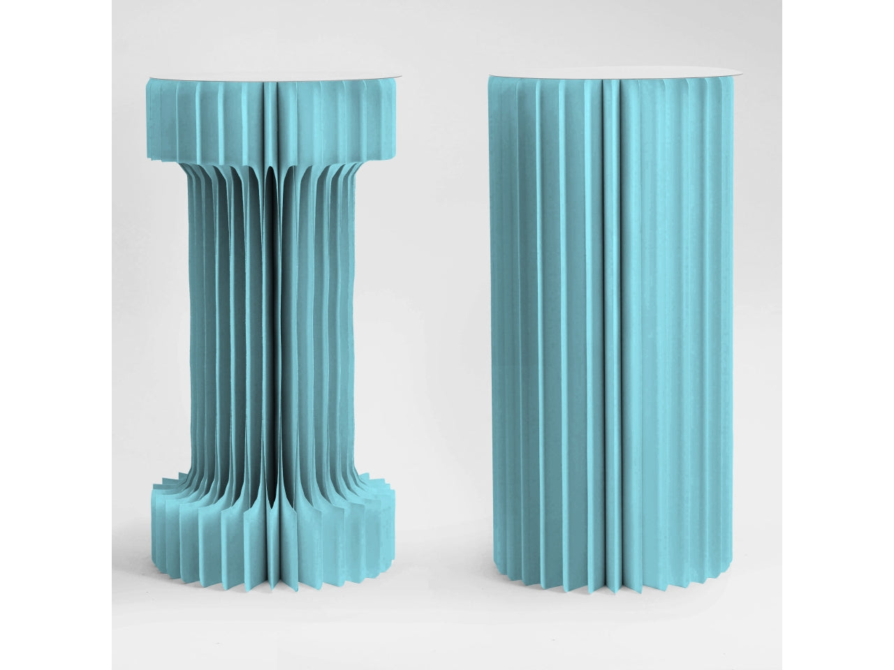 Colonna 2forme plissettate con led d.30xh.20cm azzurro