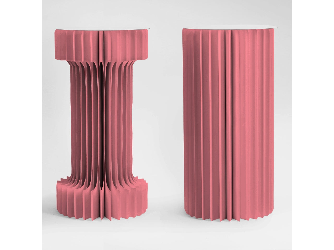 Colonna 2forme plissettate con led d.30xh.40cm rosa antico