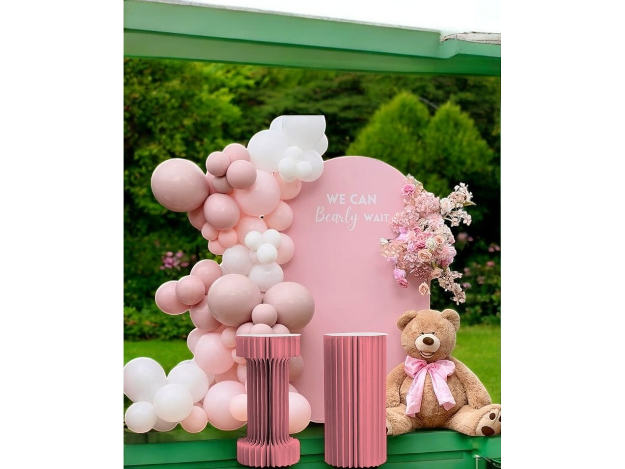 Colonna 2forme plissettate con led d.30xh.40cm rosa antico