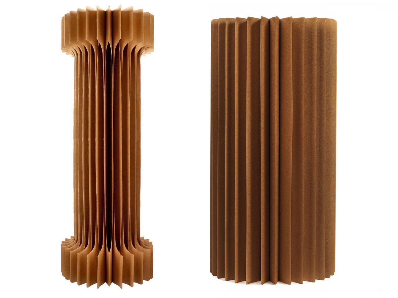Colonna 2forme plissettate con led d.30xh.80cm marrone